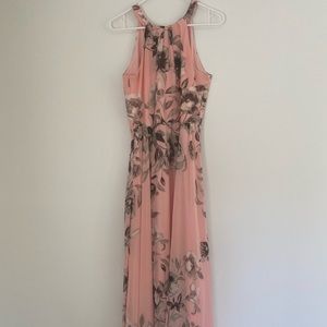 Eliza J Pink black Floral Halter Maxi Dress Size 6